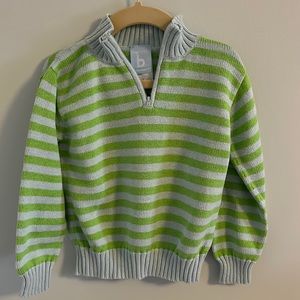 Boys Size 3 Bella Bliss sweater, lime green and light blue stripes